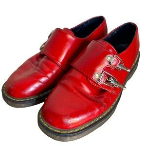ESPRIT Vintage Speed Queen Red Leather Shoes Yellow Stitch Oxford Clips Size 6